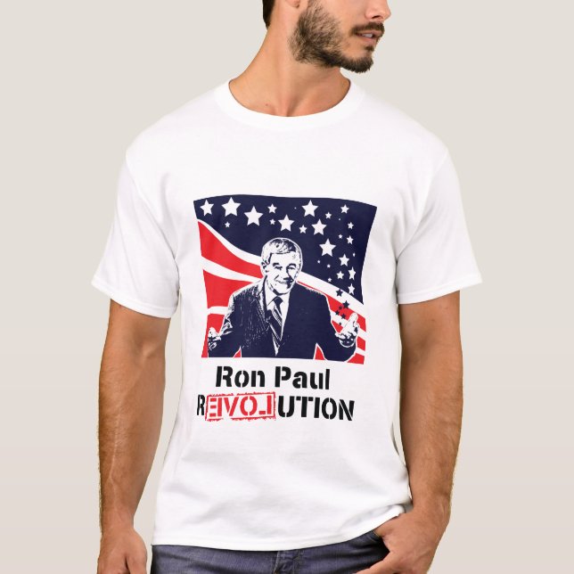 Camiseta Homem branco do t-shirt da revolução de Ron Paul (Frente)