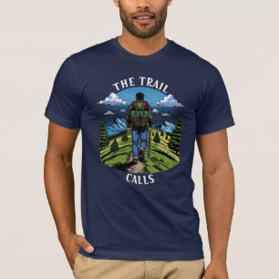 Camiseta Homem Caminhando em uma Trilha como a A.T.