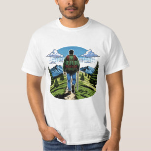 Camiseta Homem caminhando em uma trilha como a A.T.