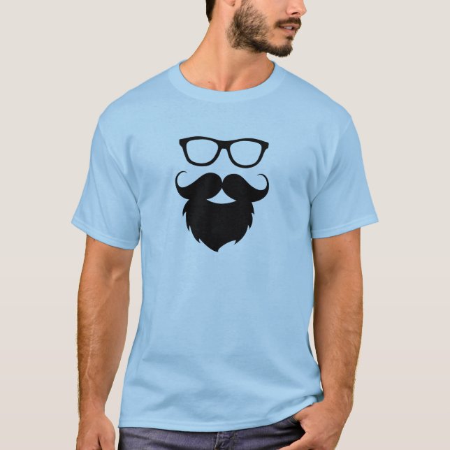 Camiseta Homem com Barba Engraçada Totalmente Crescida (Frente)