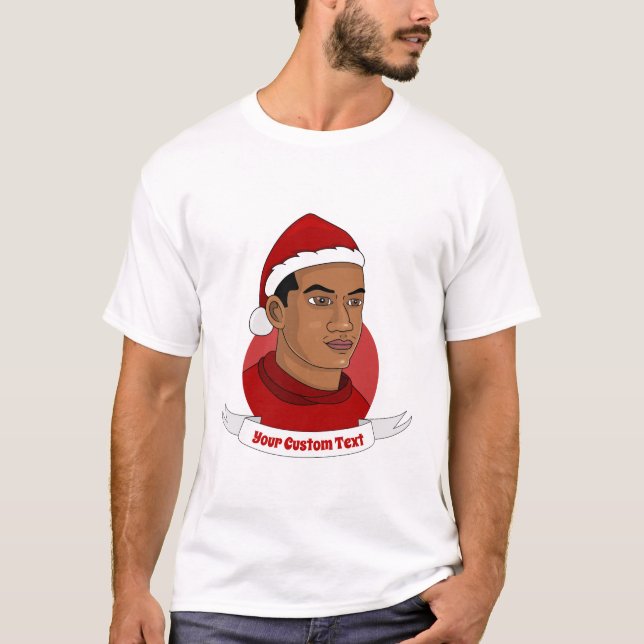 Camiseta Homem com o chapéu de Papai Noel (Frente)
