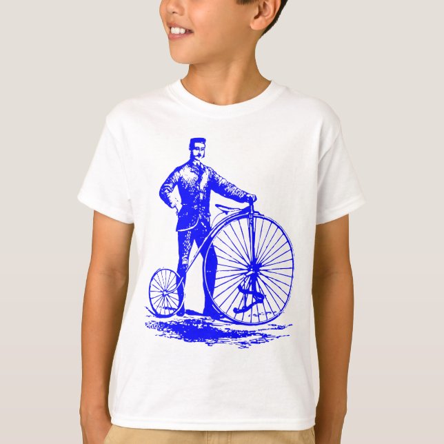 Camiseta Homem com Penny Farthing - Azul (Frente)