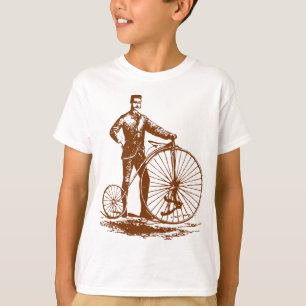Camiseta Homem com Penny Farthing - Castanho-de-Noz