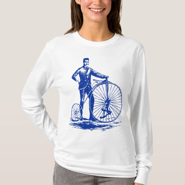 Camiseta Homem com Penny Farthing - Marinho (Frente)
