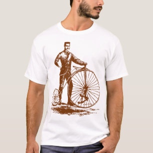 Camiseta Homem com Penny Farthing - Marrom Noz