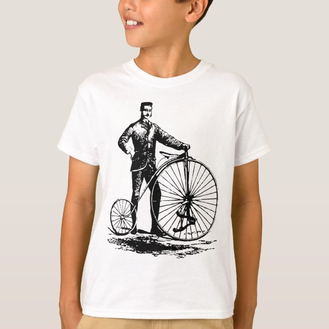Camiseta Homem com Penny Farthing - Preto (Frente)