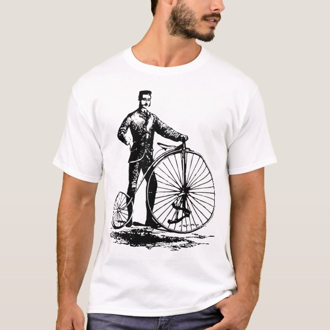 Camiseta Homem com Penny Farthing - Preto (Frente)