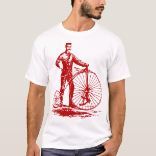 Camiseta Homem com Penny Farthing - Ruby Red
