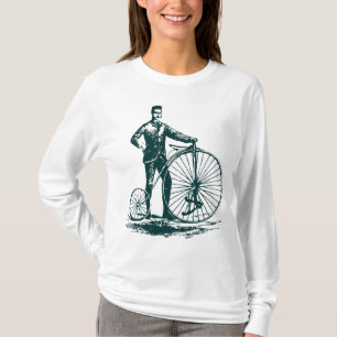 Camiseta Homem com Penny Farthing - Verde escuro