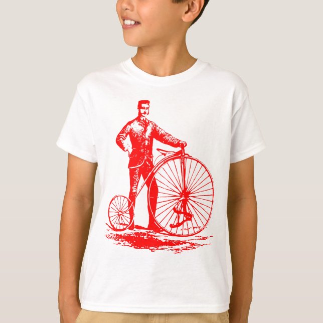 Camiseta Homem com Penny Farthing - Vermelho (Frente)