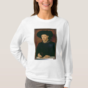 Camiseta Homem com um vidro do vinho