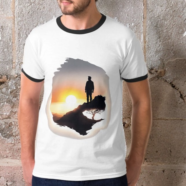 Camiseta Homem contemplando o nascer do sol (Criador carregado)