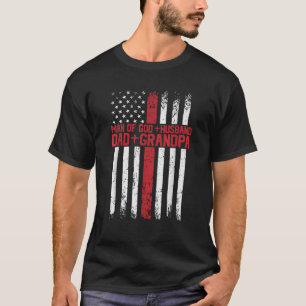 Camiseta Homem Cruzado da Bandeira Americana de Deus Marido