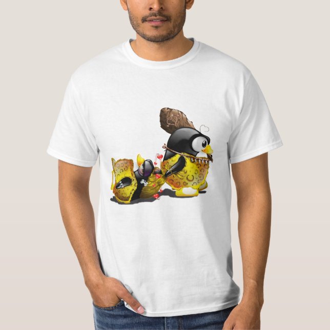 Camiseta Homem das cavernas Tux no amor (Frente)