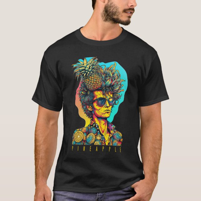 Camiseta Homem de ananás com óculos em um cc estilizado sel (Frente)
