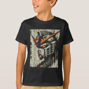 Camiseta Homem de Arte de Animação com Cabeça de Mecha Robô