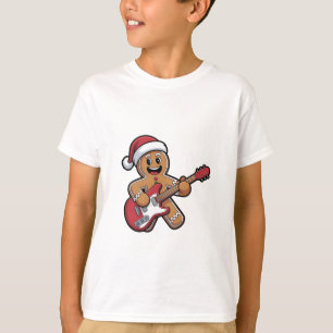 Camiseta Homem de Biscoito de Gengibre Toca Guitarra Elétri