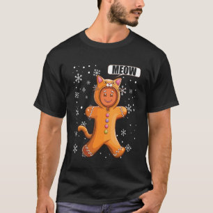 Camiseta Homem de Biscoito de Natal com Fantasia de Gato Fo