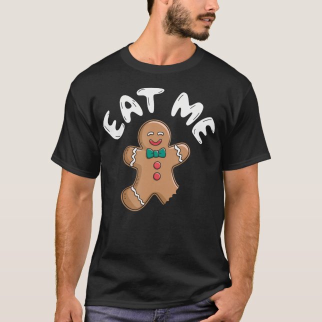 Camiseta Homem de Biscoito de Natal Coma Me Biscoito Engraç (Frente)