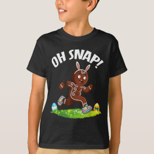 Camiseta Homem de Biscoito de Páscoa Correndo Oh Snap Braço