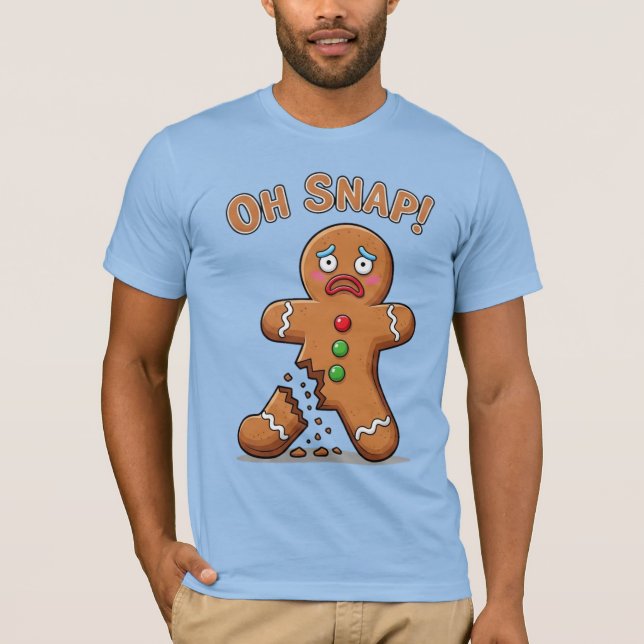 Camiseta Homem de Biscoito Finalmente Quebrou Natal Engraça (Frente)