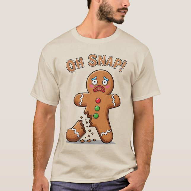 Camiseta Homem de Biscoito Finalmente Quebrou Natal Engraça (Frente)