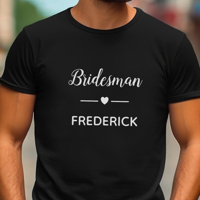 Camiseta Homem De Bridesman Moderno Com Nome No Casamento B (Criador carregado)
