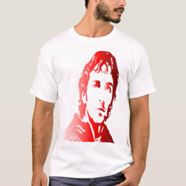 Camiseta Homem de cabelo ondulado, feito em tons de vermelh