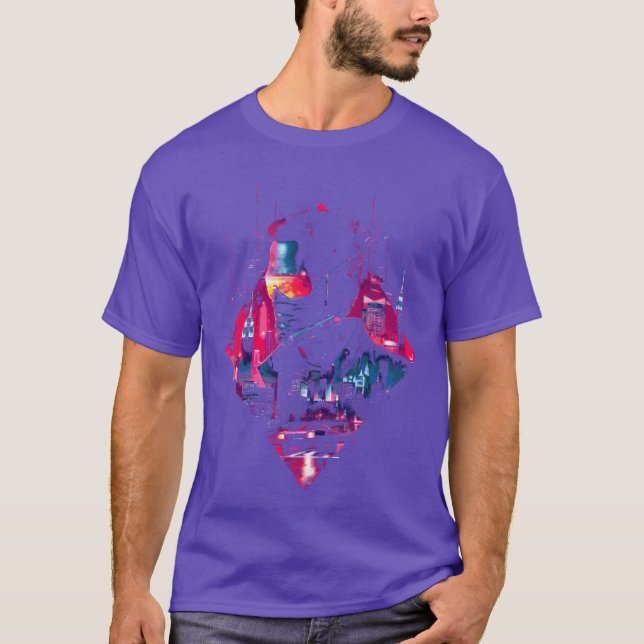 Camiseta Homem de Carro Retro Vaporwave Cidade Synthwave An (Frente)