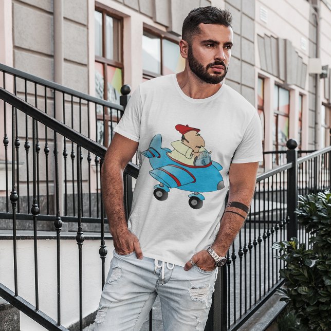 Camiseta Homem De Cartoon Em Avião Mens T-Shirt (Criador carregado)