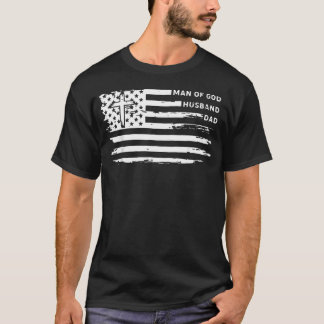 Camiseta Homem de Deus Marido Pai Bandeira Americana