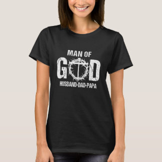 Camiseta Homem de Deus Marido Pai Papa Cruz Cristã