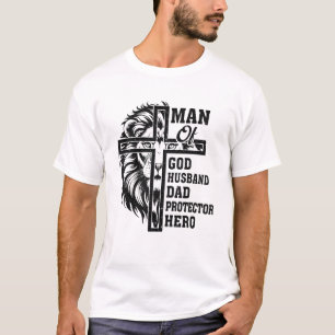 Camiseta Homem de Deus Marido Pai Protetor Herói Cristão Fa