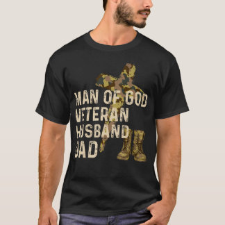 Camiseta Homem de Deus Marido Veterano Pai Christian Jesus 