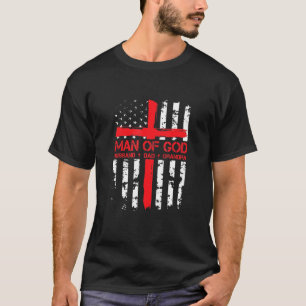 Camiseta Homem de Deus Pai Marido Avô Usa Bandeira Jesus C