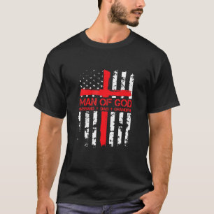Camiseta Homem de Deus Pai Marido Avô Usa Bandeira Jesus Ch