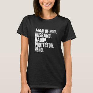 Camiseta Homem de Deus Protegedor do Pai Marido Herói Melho