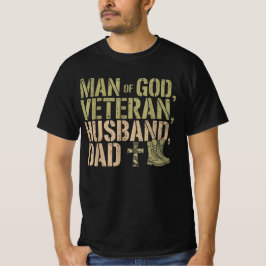 Camiseta Homem de Deus Veterano Marido Pai Jesus Cristão