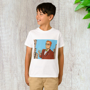 Camiseta Homem de Estilo de Quadrinhos Olhando para o Celul