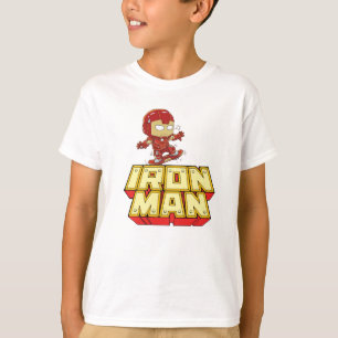 Camiseta Homem de Ferro Chibi Patinando no Skate
