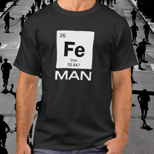 Camiseta Homem de Ferro   Símbolo da Tabela Periódica dos E