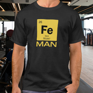 Camiseta Homem de Ferro Símbolo Fe da Tabela Periódica de
