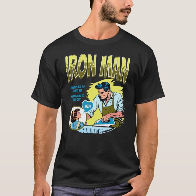 Camiseta Homem de Ferro: Tee Retro Engraçado Masculino (Frente)