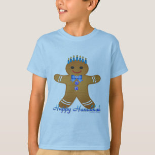 Camiseta Homem de gengibre da Menorá de Hanukkah feliz