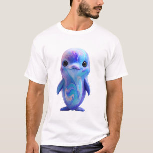 Camiseta Homem de Golfinho Cósmico Mármore Galáxia Azul Gir