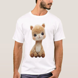 Camiseta Homem de Mascote Adorável Alpaca Dourada Fofa Bebê