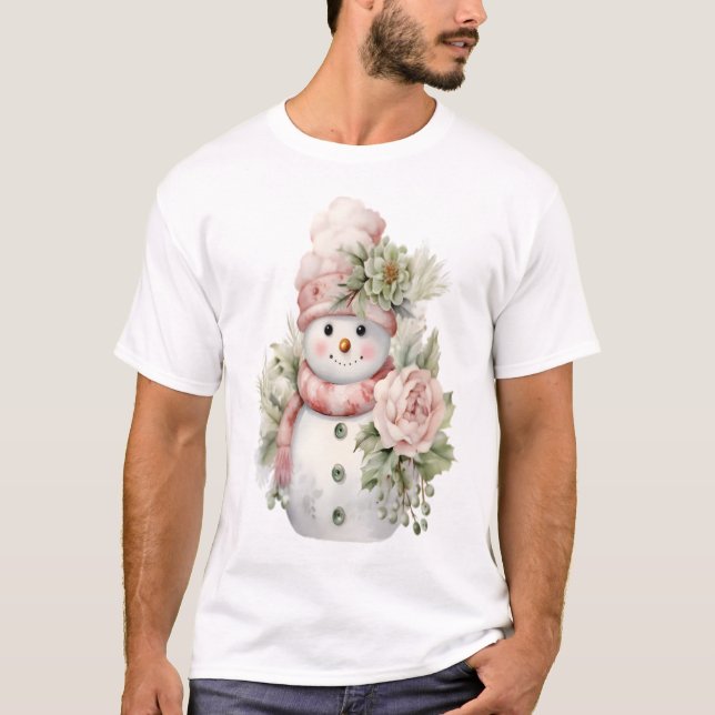 Camiseta Homem de neve com flores (Frente)