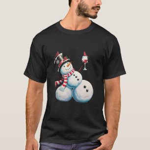 Camiseta Homem de Neve Com Vinho Natal Presente de Natal En