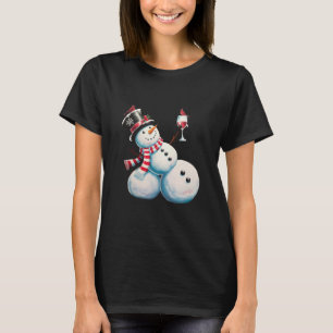 Camiseta Homem de Neve Com Vinho Natal Presente Engraçado d