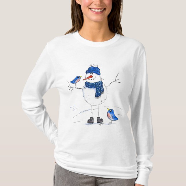 Camiseta Homem de neve de pernas longas (Frente)